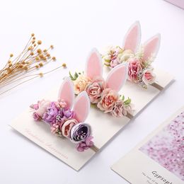 Hair Accessories Fashion Baby Headband Rabbit Ear born Pography Props Boy Girl Nylon Bands Artificial Flower Festival Headwrap 230328