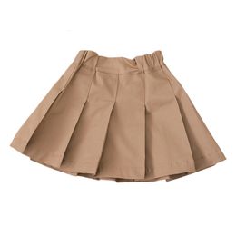 Skirts 2-16Years Summer Mini Skirt for Kids Girls Solid Color Khaki Tutu Skirts Fashion Student Clothes Teenage School White Miniskirt 230328