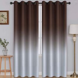 Curtain Ombre Room Darkening Curtains For Bedroom Blocking Thermal Insulated Grommet Window Living 2 Panels