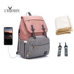 Diaper Bags LEQUEEN Multi Function Large Capacity Nappy Organizer with Changing Pad Backpack Mommy Baby Care Stroller 230328