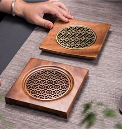 Tea Trays Wood pot Mat Household Pot Holder Coaster Ceremony Zero ching pot Support Kung Fu Set Accessories 230327