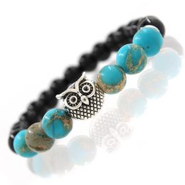 Beaded Owl Natural Stone Beads Bracelet Bangle For Men Women Stretch Yoga Jewellery Fashion Accessories Gifts Lovers Drop Delivery Dhf6K