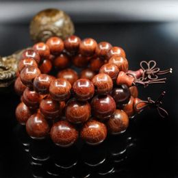 Strand Natural Red Wood Beads Bracelet Tibetan Buddhist Mala Buddha Charm Rosary Yoga Wooden For Women Men Jewellery