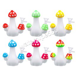 Mushroom Silicone Bong Hookahs Dab Rigs with glass bowl smoke accessory