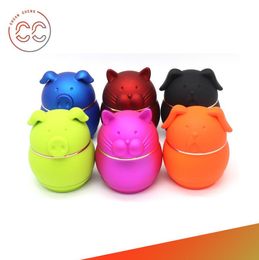 Smoking Pipes Cute animal-shaped grinder rubber paint glossy drum grinder zinc alloy cigarette grinding grinder