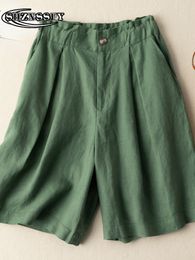 Women's Shorts Womens Shorts Summer Linen Casual Loose Ladies Cotton Shorts Solid Colour Buttons Oversized Shorts Women High Waist 230328