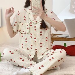 Women's Sleepwear Pyjama Sets Women Spring Summer Fashion Sexy Elegant Trendy Nightwear Loose Soft Chic Sleepwear Homewear Short Sleeve 230328