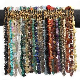 Crushed Natural Chip Stone Choker Halsband Oregelbundet läkande Grus Ametist Fluorit Aquamarines Kristall Quartz Beads Halsband 40cm