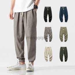 Men's Pants Chinese Style Harem Jogger Cotton Linen Sweatpants Trousers Casual Lightweight Spring Summer Joggers Y23