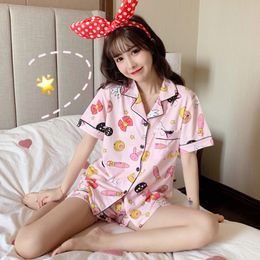 Women's Sleepwear Summer Pyjamas Set For Women Japan Anime Moon Girls Pijama Mujer 2 Piece Sleepwear For Young Female Short Sleeved Home Clothes 230328