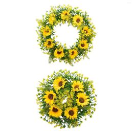 Decorative Flowers Artificial Sunflower Garland Wall Hanging Wreath For Wedding Party Home Decoration Accessory Po Props Durable Exquisite