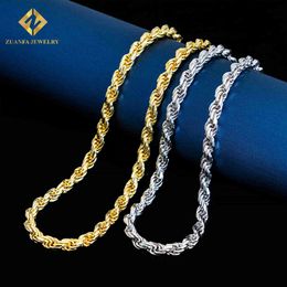 Ready to Ship 6mm Hip Hop Man Necklace 925 Sterling Silver Iced Out Vvs1 Moissanite Diamond Lock Gold Rope Chain