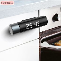 Kitchen Timers Hanging Round Timer Magnetic Digital Rotating Timer Kitchen Bake Shower Study Electronic Countdown Reminder Alarm LED Clock 230328