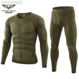 Men's Tracksuits Winter Warm Tight Tactical Thermal Underwear Sets Men's Outdoor Function Breathable Training Cycling Thermo Underwear Long Johns W0328