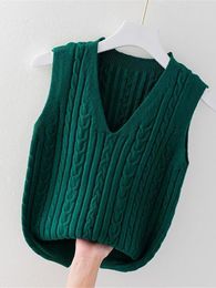 Kadın Yelekler Bahar Sweater Yelek Kadınlar V Yastık Kazak Tank Top Kazan Kazak Sweater Twist Örgü Kazak Tulunma Moda Tops 230328