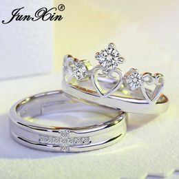 Adjustable Men's and Women's Engagement Ring Junxinanillo With Heart Shaped Simple Ring and Crown Wedding Jewellery Best Gift 8 Styles Z0327