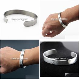 Beaded Sier Hindu Buddhist Hinduism Yoga India Stainless Steel Cuff Bangle Opening Bracelet For Men Women Drop Delivery 202 Hk
