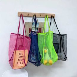 Beach Bags New Colorful Summer Multicolor Fishing Mesh Large Capacity Shoulder Women s Candy Color Outdoor Travel 230327