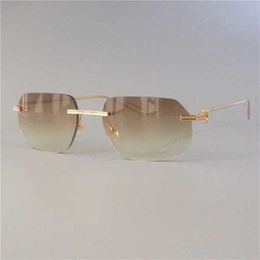 Top Luxury Designer Sunglasses 20% Off Rimless Retro Shades Trendy Vintage Women Clear Gafas Sol Frame Rave Festival