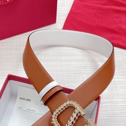 Top fashion business design womens belt 4.0cm diamond-encrusted waistband luxury brand designer men's belt leather made catwalk waistbands best quality with box 0022