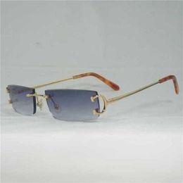 Top Luxury Designer Sunglasses 20% Off Vintage Small Lens Wire Men Rimless Square Women for Outdoor Club Clear Frame Oculos Shades