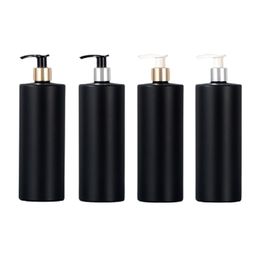 Plastic Empty Bottle Black White Lotion Press Pump Matte Black 300ml 500ml Flat Shoulder PET Gold Silver Collar Packaging Container Refillable Cosmetic