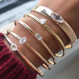 Bangle Fashion 3 PCS/Set Crystal Multiple Simple Boho Bracelet & Bohemian Style Bracelets For Women Wedding Jewerly