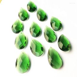 Chandelier Crystal 10pcs/lot 38 21mm Green Angel's Tears Faceted Prisms Glass Suncatcher ( Free Rings)