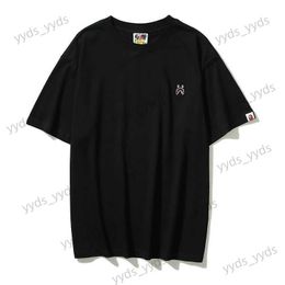 Men's T-Shirts Japanese Camo Tricolour Summer Short Sleeve Male Ape Head Shark Embroidery Cotton Loose T-shirt Female T230328
