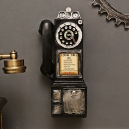 Other Home Decor Retro Resin Dial Pay Phone Model Classic Look Vintage Rotate Booth Decoration Ornament Crafts Accessory Old 230327