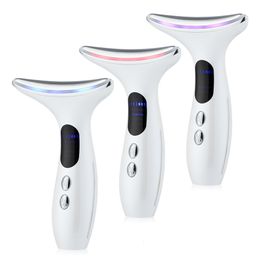 Ansiktsvårdsenheter Neck Beauty Device 3 Färger LED Pon Therapy Skin Draw Minska Double Chin Anti Wrinkle Ta bort Verktyg 230328