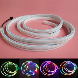 2M 5V SK6812 LED Pixel Neon Sign Tube Flexible Strip Light Belt 3528 RGB 192LEDs Silica Gel Flat IP67 Waterproof Addressable Individual Dream Color