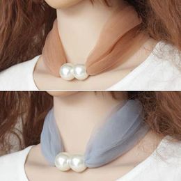 Berets Lace Pearl Ring Scarf Ladies Simple Holiday Gift Solid Colour Temperament Soft Spring And Summer 80 70CMBerets BeretsBerets