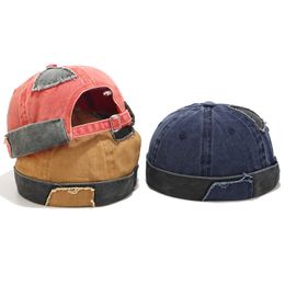 Men's Retro Dome Melon Cap Spring Summer Patch Hole Skullies Beanies Hat Hip-hop Stitched Docker Cap HCS249