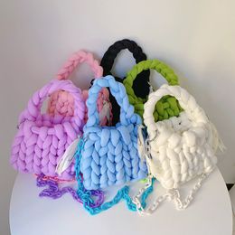 Evening Bags Rope Crochet Handmade Acrylic Chain Women Underarm Designer Knitting Crossbody for Woven Chunky Knit Purse 230327