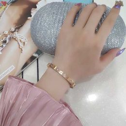 Designer bracelet love bangle Titanium steel non fading Rhinestone Bracelet female new fashion niche design rose gold Korean red 4990