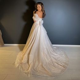 Party Dresses Two Pieces Shiny Glitter Wedding dresses with Puffy Sleeves Detachable Skirt Sweetheart A Line Backless Bridal Gowns 230328