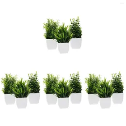 Decorative Flowers 12 Pcs Faux Potted Plants Artificial Decoration Home Fake Bonsai Mixed Style