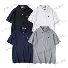 Men's T-Shirts New Short Sleeve Polo Shirt Women's Versatile Embroidery Ape Head Couple Loose Half Sleeve T230328