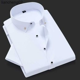 Men's Casual Shirts Quality Good Diamond Button Brand New Formal Shirt Men Short Sleeve Shirt Turn Down Color Slim Fit Casual Shirt Camisa Masculina W0328