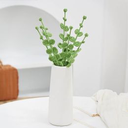 Decorative Flowers Hand-Knitted Eucalyptus Leaves Artificial Plants Crocheted Gifts For Vase Home Room Table Decoration Flower Arrangement
