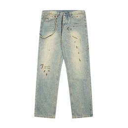 Men's Pants Fashion Brand Jeans High Waisted Straight Leg Stretch Denim Quality Vintage Hole Patch For Men Women 230328