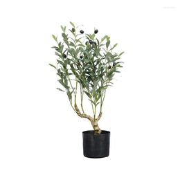 Decorative Flowers 90cm/60cm Simulation Green Bonsai Olive Tree Potted Ornaments Fake Plant For Home Indoor El Office Artificial Greening