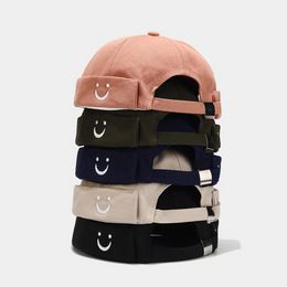 Docker Hat Brimless Beanie Skull Cap For Men Women Retro Style Rolled Cuff Harbour Hat Smile Embroidered HCS259