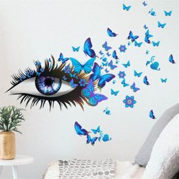 Wall Stickers Fashion Eyelash Decals Art Beautiful Lively Eye With Butterflies For Home Living Room Bedroom Decoration