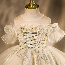 Girl's Dresses Infant Girl Dresses Girl Ball Gown Tutu Princess Dress Beads Lace Baby Girl Dress 1st Birthday Party Dress Wedding Girl Clothes