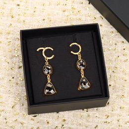 2023 Luxury quality Charm drop earring with black design have box stamp diamond PS7724A