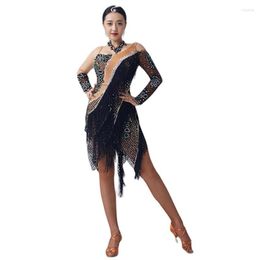 Stage Wear L-2033 Latin Dance Professional Dress For Women Dancing Performance Costume Rumba Customised Competition Tassel