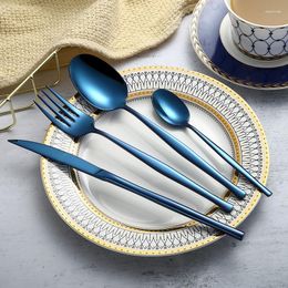 Dinnerware Sets Tableware Set Of Stainless Steel Cutlery Flatware Black And Gold For Kitchen