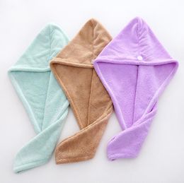 Drying Turban Towel Polyester Wrap Solid Quick Dry Absorbent Shower Cap For Long Hair SN5196